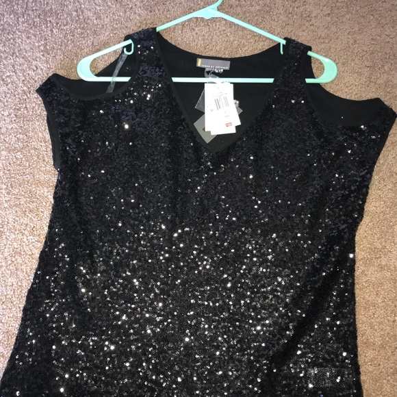 Black Sequence off the shoulder top - Picture 1 of 2